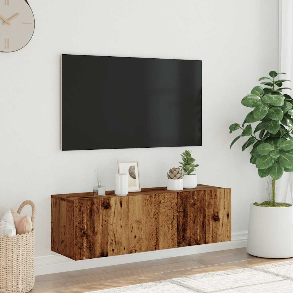 Mobile TV a Parete Legno Antico 100x30x30 cm in Truciolato