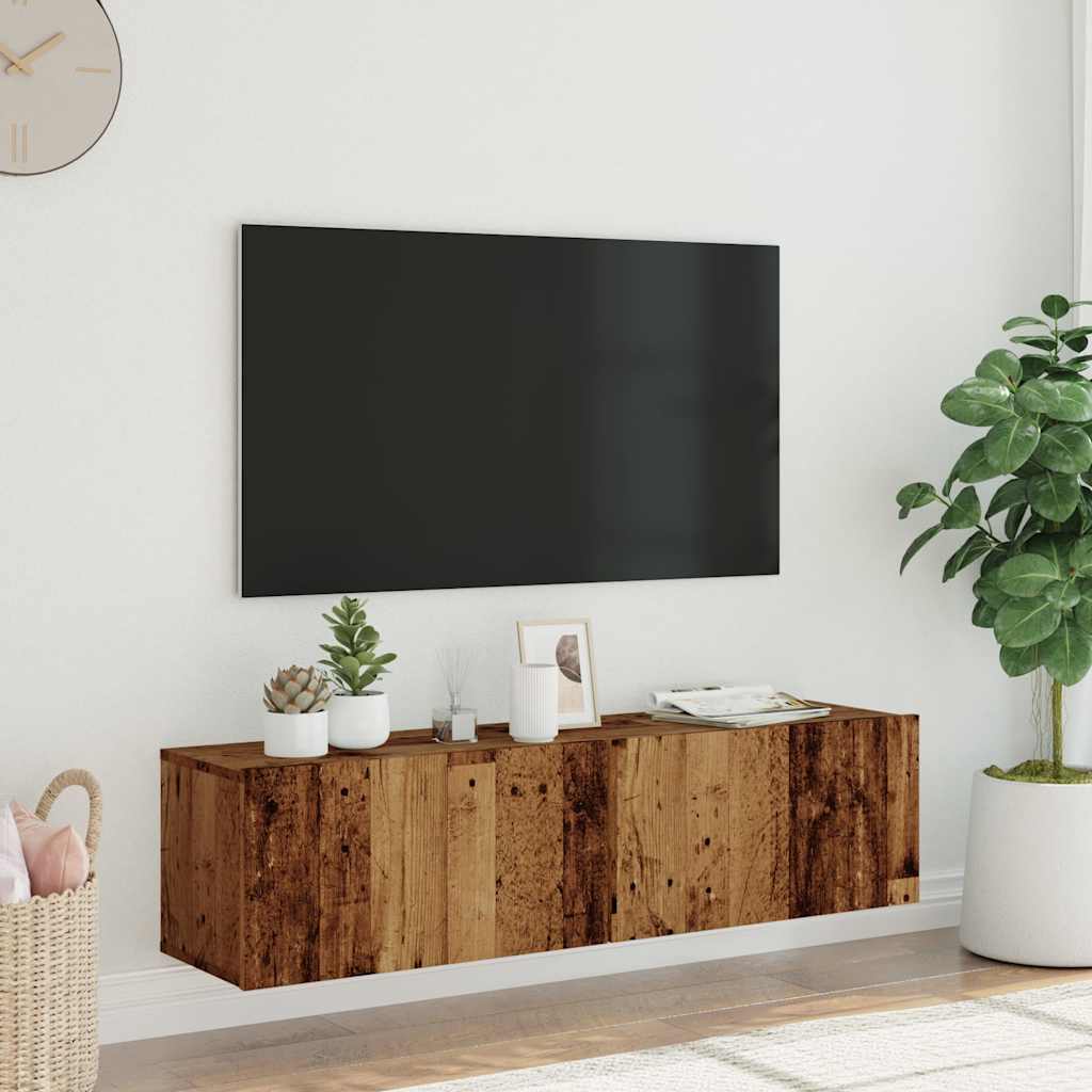 Mobile TV a Parete Legno Antico 120x30x30 cm in Truciolato