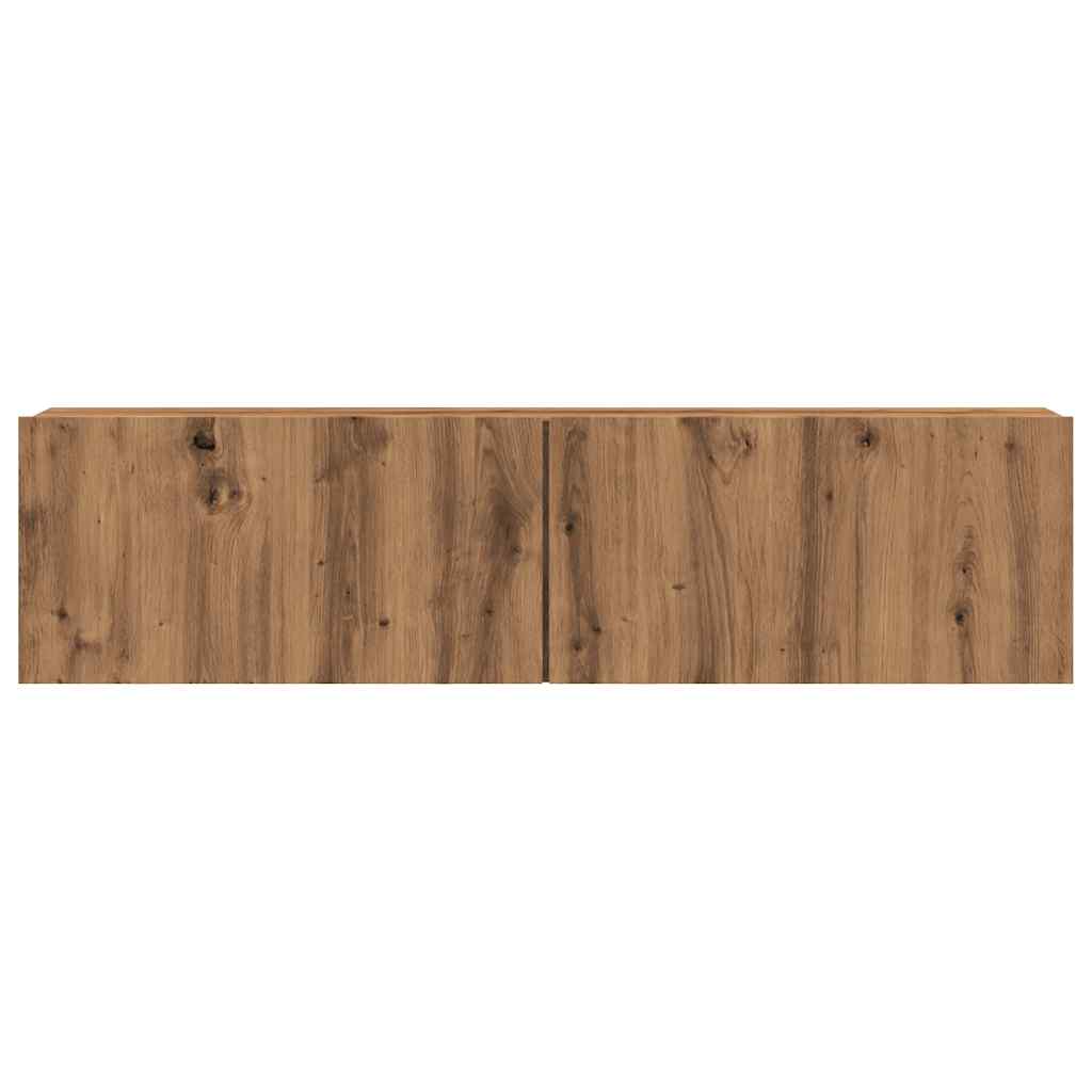 Mobile TV a Parete Rovere Artigianale 120x30x30cm in Truciolato