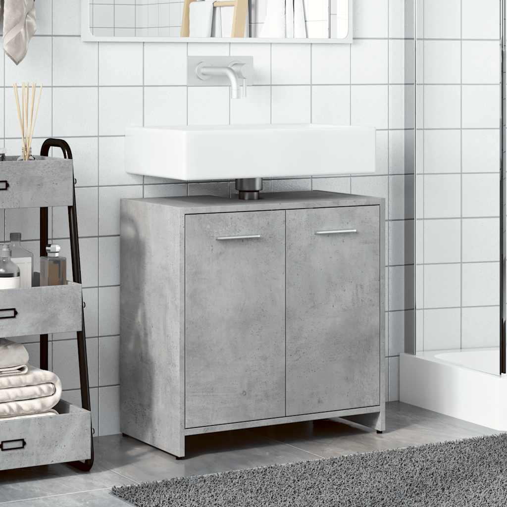 Mobile Lavabo Bagno Grigio Cemento 60x33x60cm Legno Multistrato
