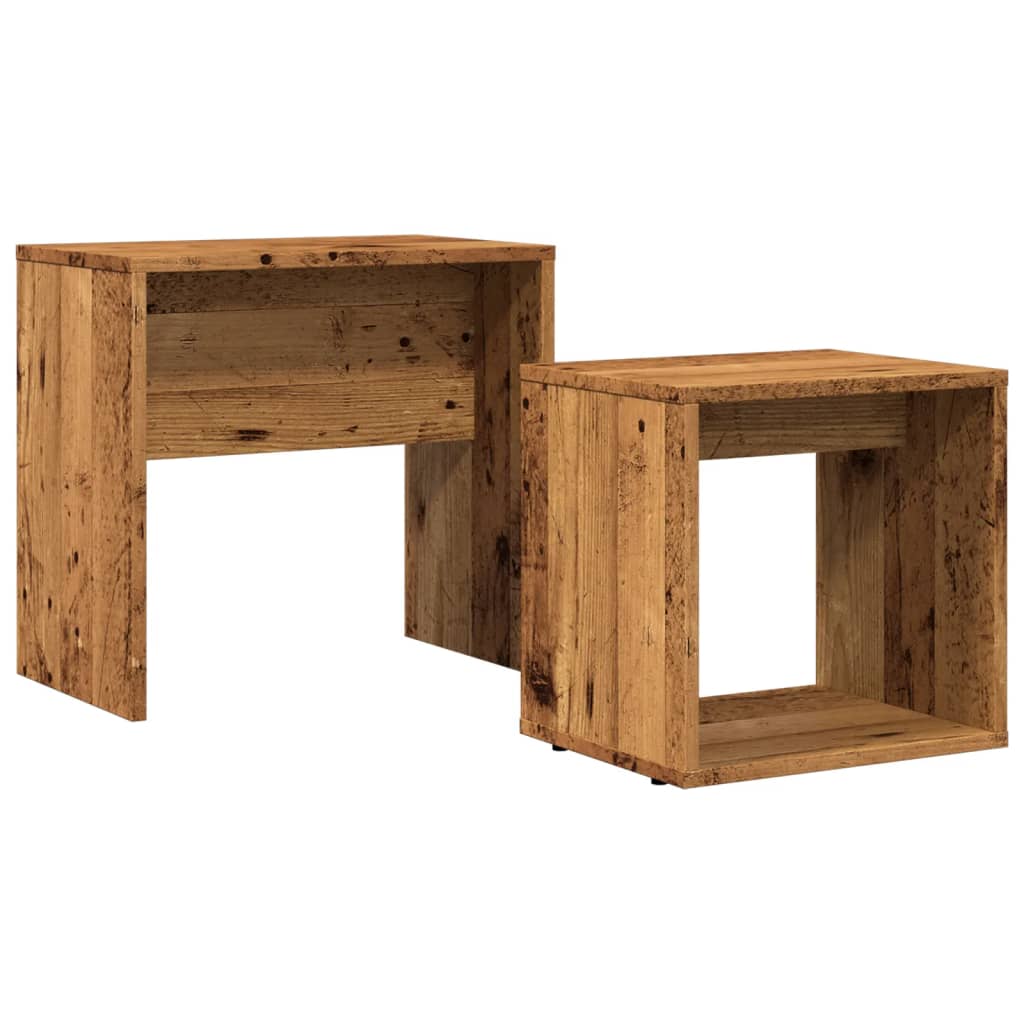 Tavolini Impilabili 2 pz Legno Antico in Truciolato