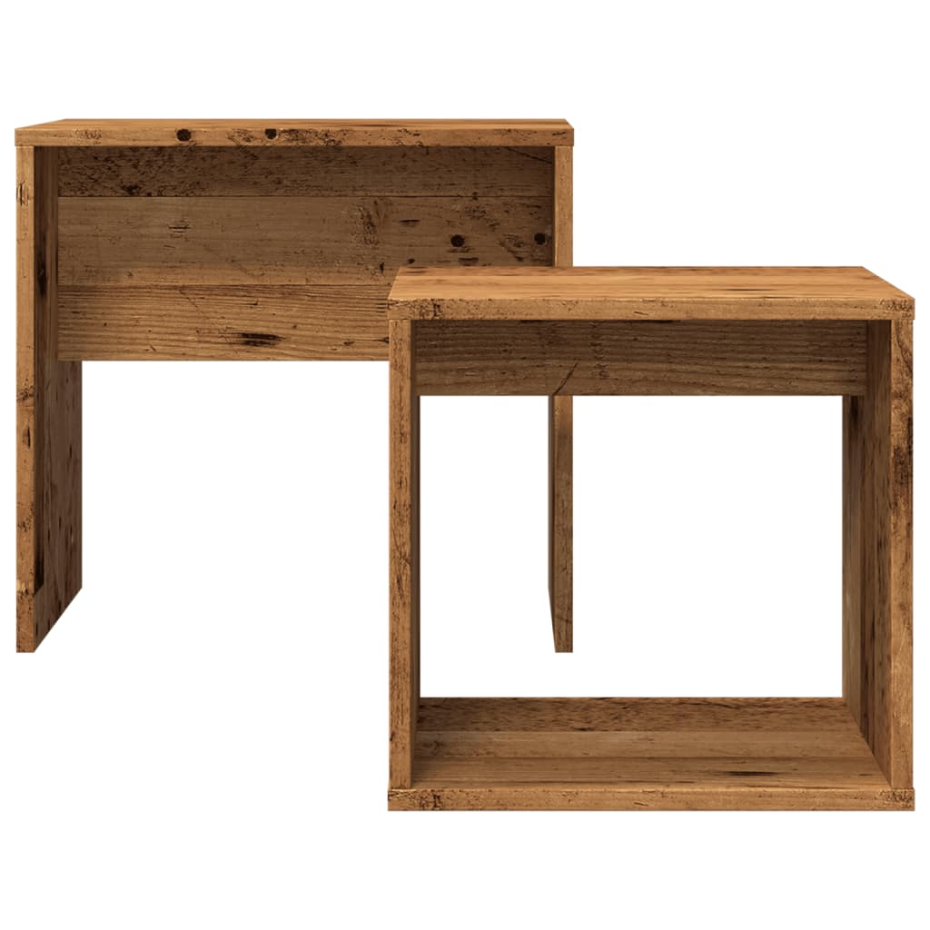 Tavolini Impilabili 2 pz Legno Antico in Truciolato