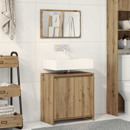 Set Mobili da Bagno 2 pz Rovere Artigianale Legno Multistrato