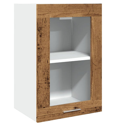Mobile Pensile Vetro Legno Antico 40x31x60 cm Legno Multistrato