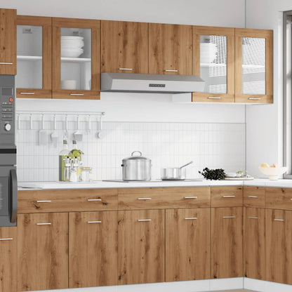 Pensile Vetro Rovere Artigianale 40x31x60 cm Legno Multistrato
