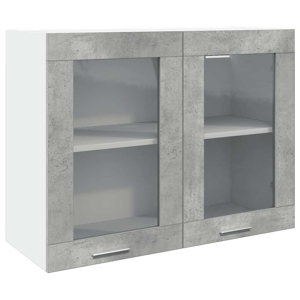 Mobile Pensile con Vetro Grigio Cemento 80x31x60 cm