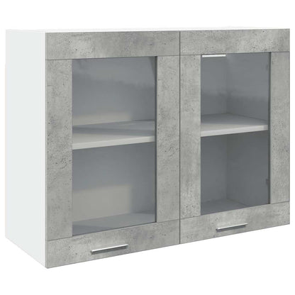 Mobile Pensile con Vetro Grigio Cemento 80x31x60 cm