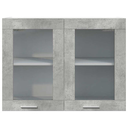 Mobile Pensile con Vetro Grigio Cemento 80x31x60 cm