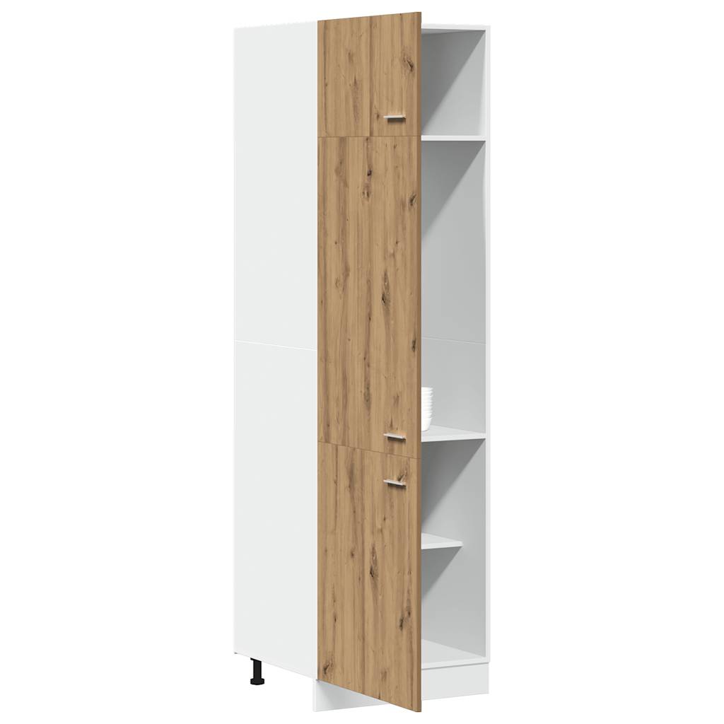 Mobile per Frigo Rovere Artigianale 60x57x207 cm in Truciolato