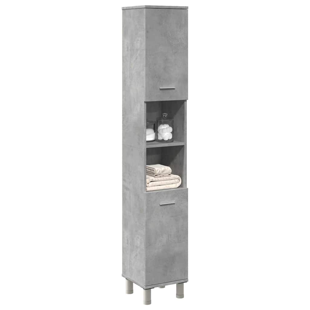Mobile da Bagno Grigio Cemento 30x30x179 cm Legno Multistrato