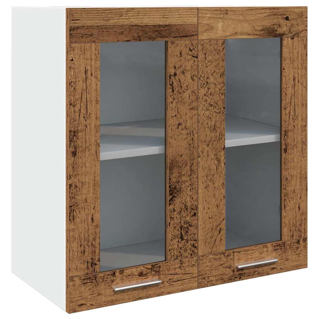 Pensile da Cucina con Anta in Vetro Legno Antico 60x31x60 cm