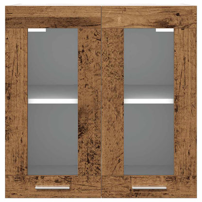 Pensile da Cucina con Anta in Vetro Legno Antico 60x31x60 cm