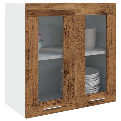 Pensile da Cucina con Anta in Vetro Legno Antico 60x31x60 cm