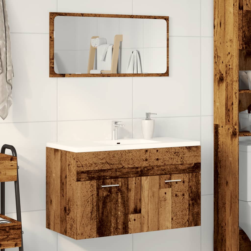 Mobile Lavabo Bagno Legno Antico 90x38,5x46 cm Multistrato