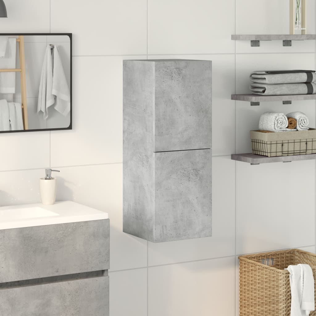 Mobile Pensile da Bagno Grigio Cemento 30x30x80cm in Truciolato