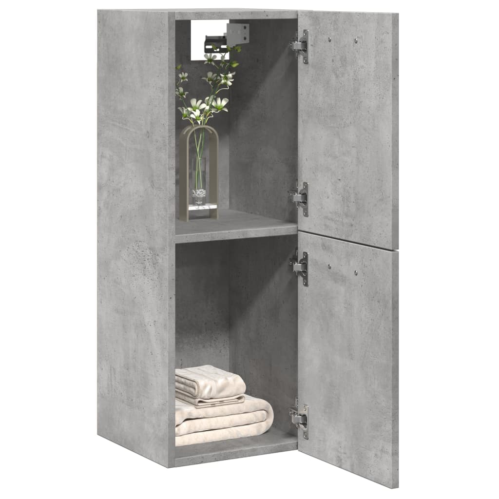 Mobile Pensile da Bagno Grigio Cemento 30x30x80cm in Truciolato