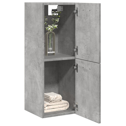 Mobile Pensile da Bagno Grigio Cemento 30x30x80cm in Truciolato