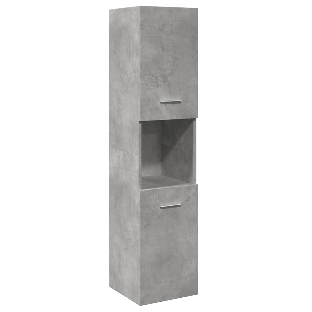 Mobile Pensile da Bagno Grigio Cemento 30x30x130cm Truciolato