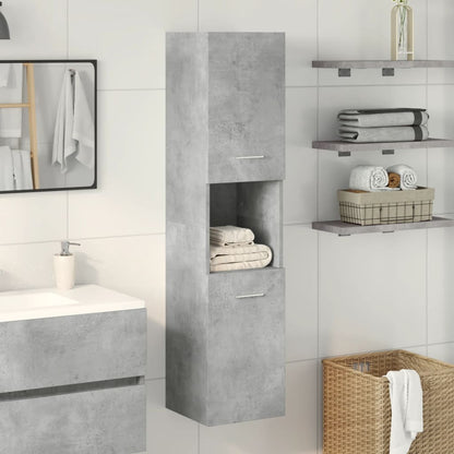 Mobile Pensile da Bagno Grigio Cemento 30x30x130cm Truciolato