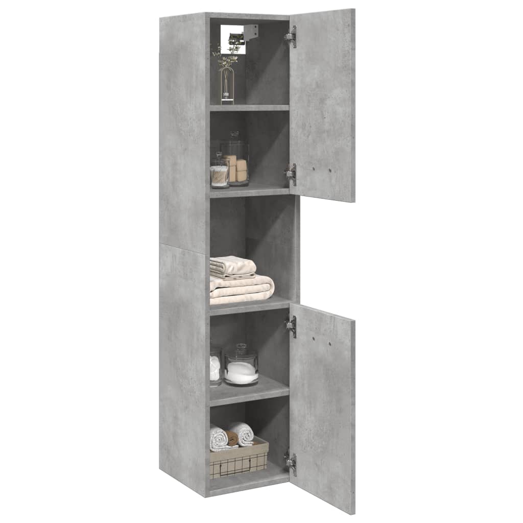 Mobile Pensile da Bagno Grigio Cemento 30x30x130cm Truciolato