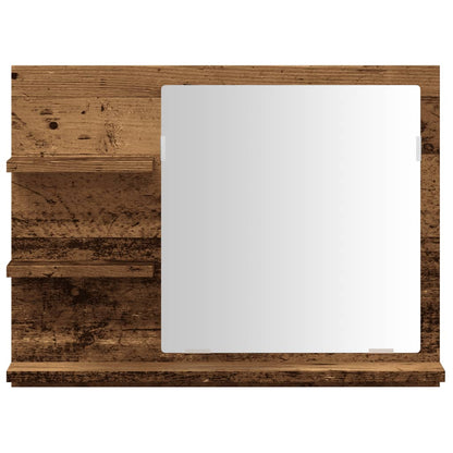 Armadietto a Specchio da Bagno Legno Vecchio 60x10,5x45 cm