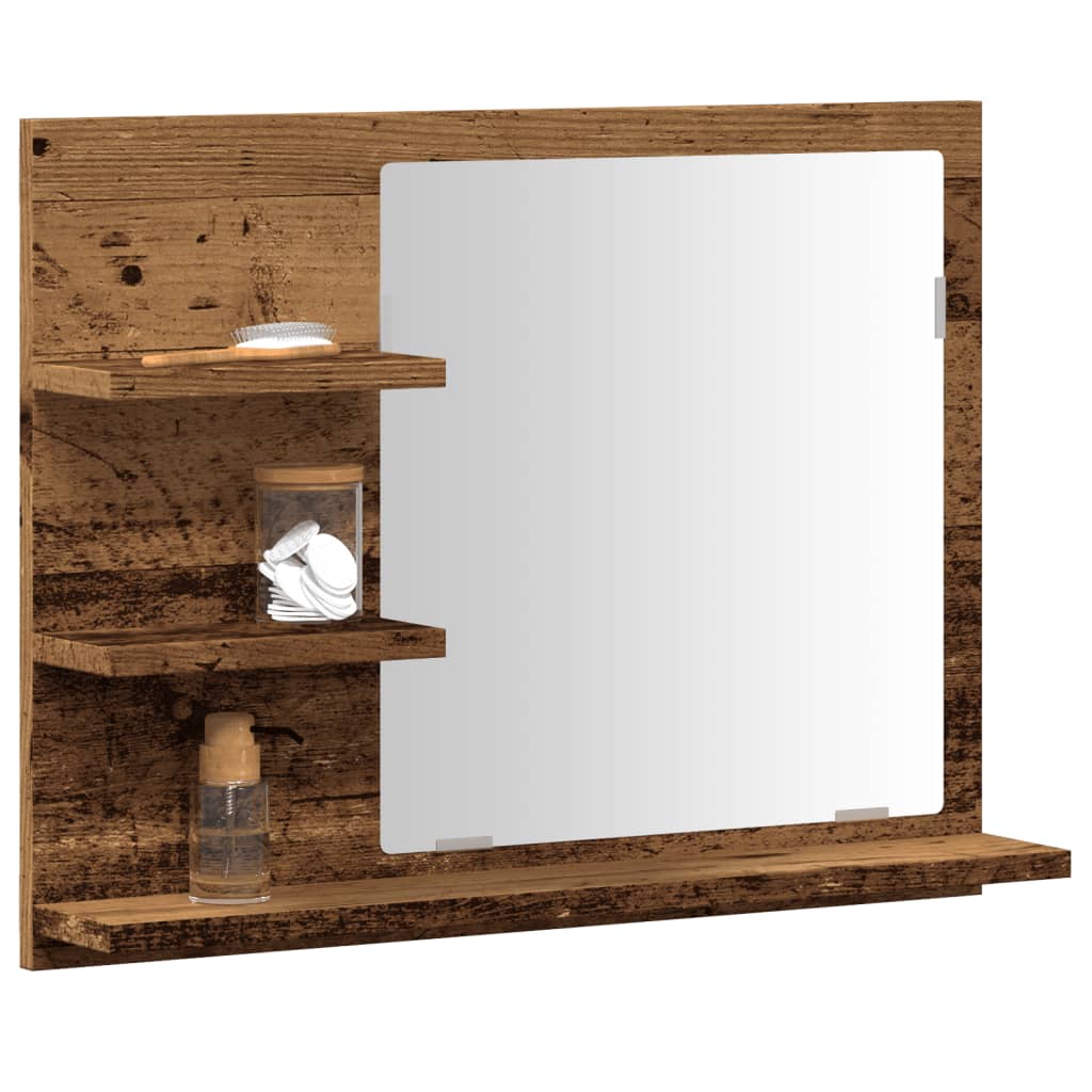 Armadietto a Specchio da Bagno Rovere Artigianale 60x10,5x45 cm