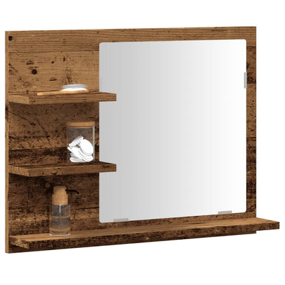 Armadietto a Specchio da Bagno Rovere Artigianale 60x10,5x45 cm