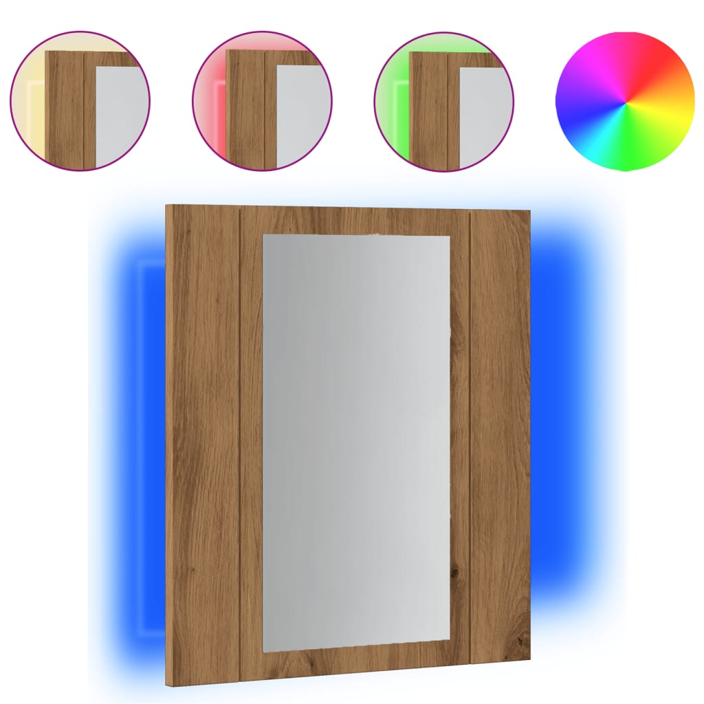Mobile Bagno Specchio LED Rovere 40x12x45 cm Multistrato