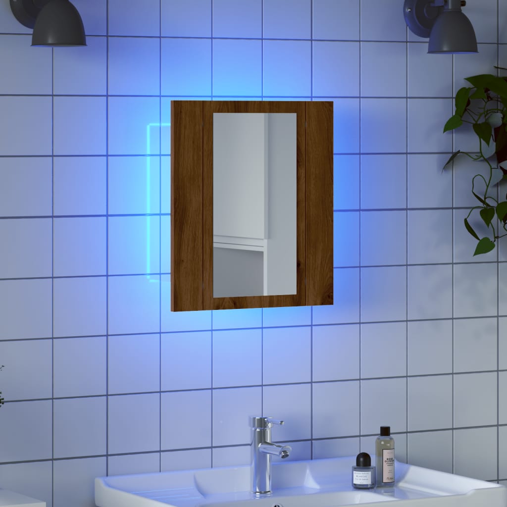 Mobile Bagno Specchio LED Rovere 40x12x45 cm Multistrato
