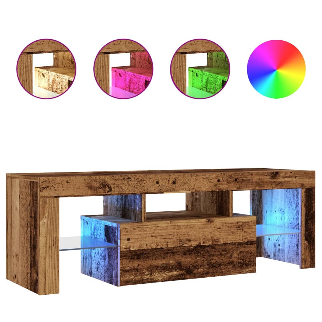Mobile Porta TV con LED Legno Antico 120x36,5x40 cm Multistrato