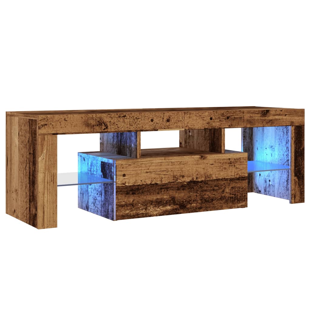 Mobile Porta TV con LED Legno Antico 120x36,5x40 cm Multistrato