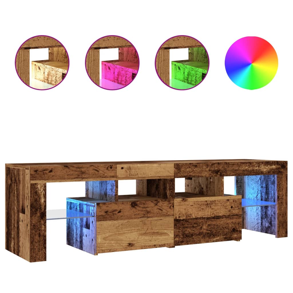Mobile Porta TV con LED Legno Antico 140x36,5x40 cm Multistrato