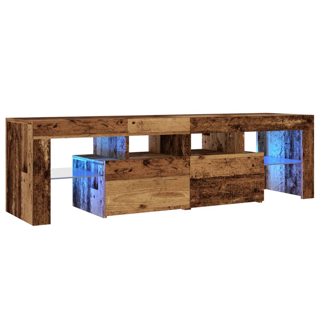 Mobile Porta TV con LED Legno Antico 140x36,5x40 cm Multistrato