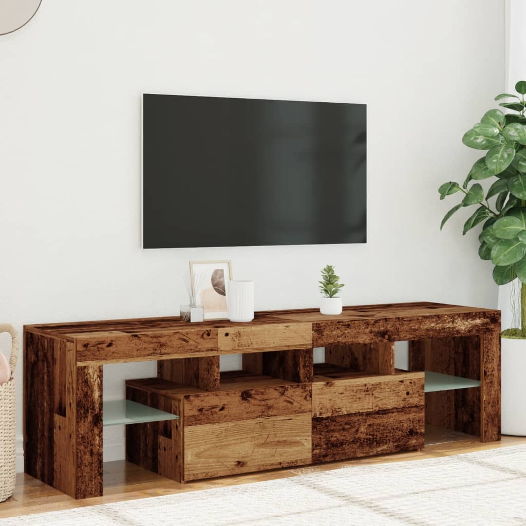 Mobile Porta TV con LED Legno Antico 140x36,5x40 cm Multistrato