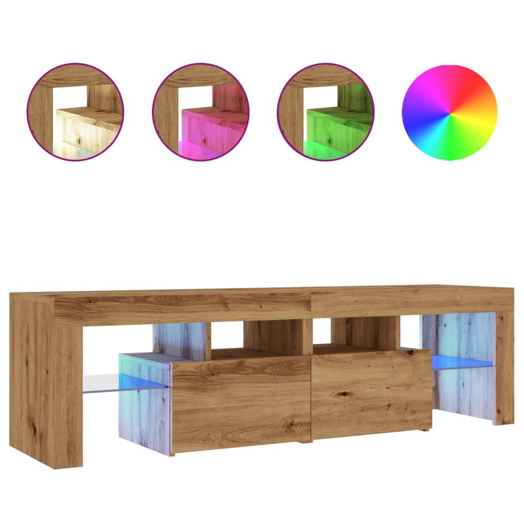 Mobile Porta TV con LED Artigianale 140x36,5x40 cm Multistrato