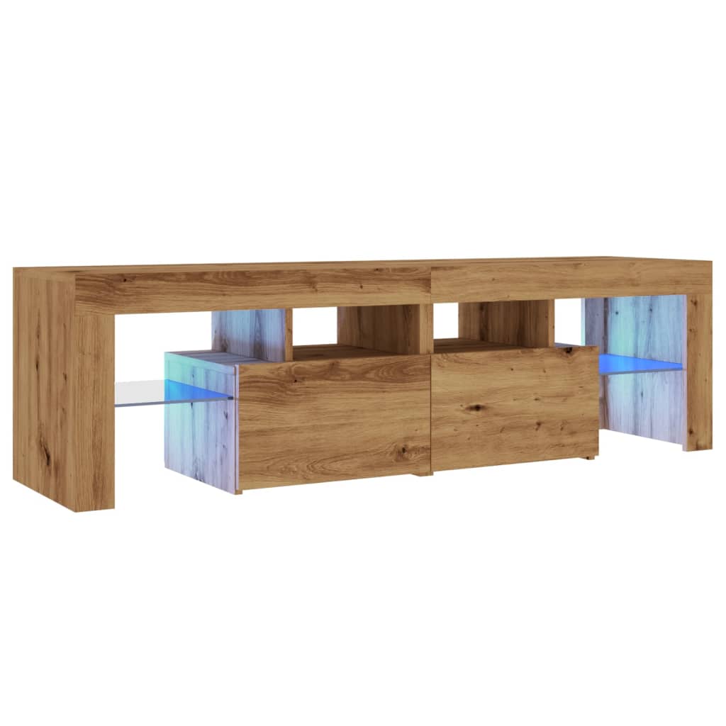 Mobile Porta TV con LED Artigianale 140x36,5x40 cm Multistrato
