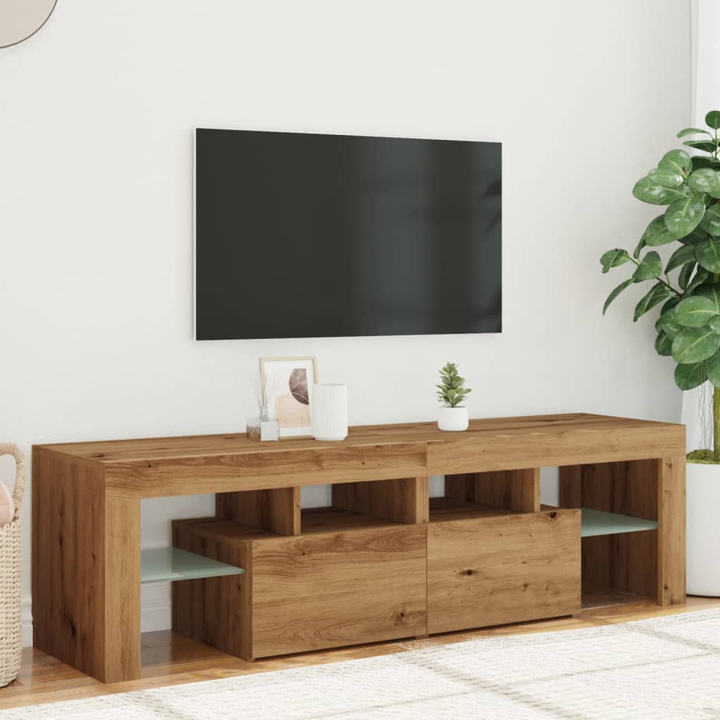 Mobile Porta TV con LED Artigianale 140x36,5x40 cm Multistrato