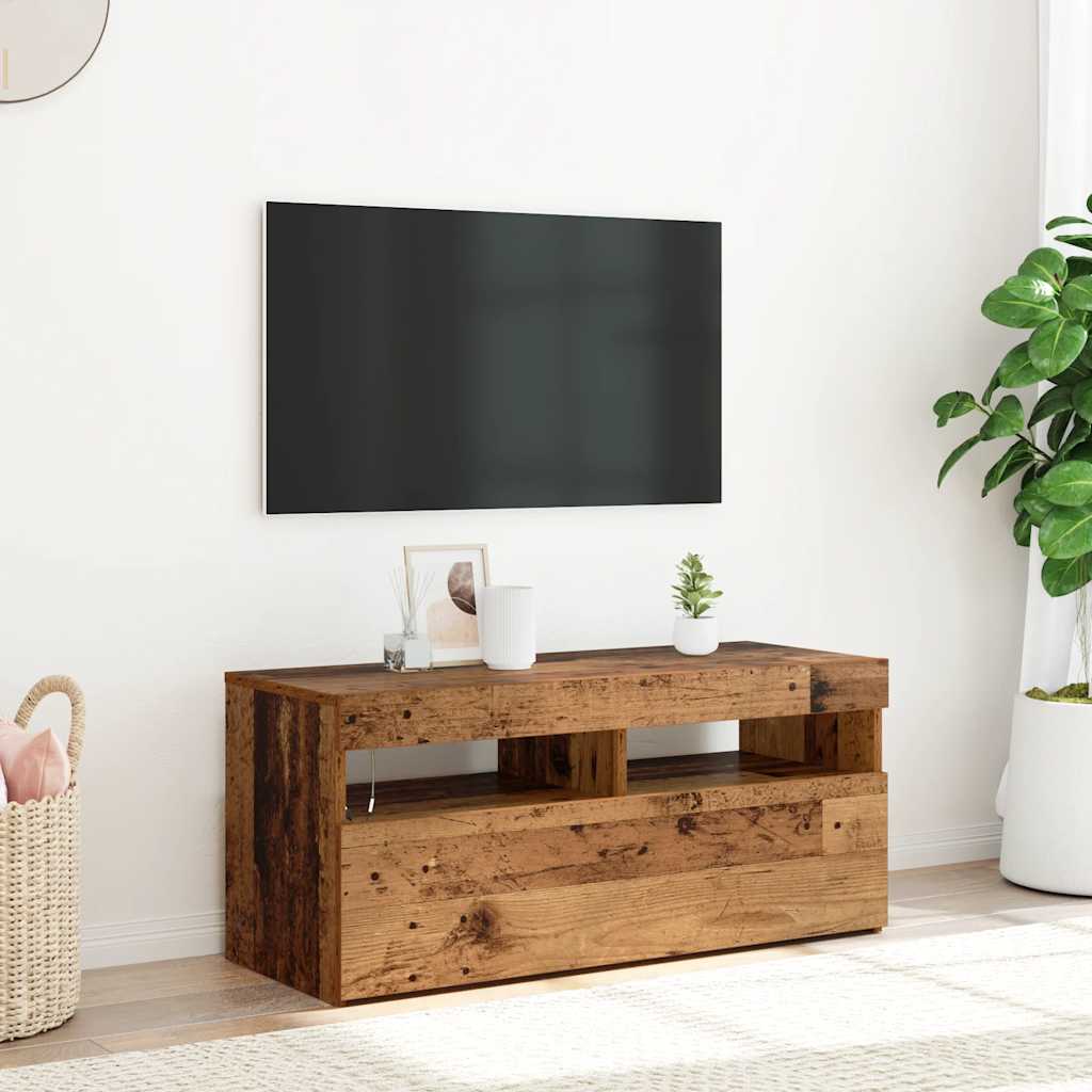 Mobile Porta TV con LED Legno Antico 90x35x40 cm Multistrato
