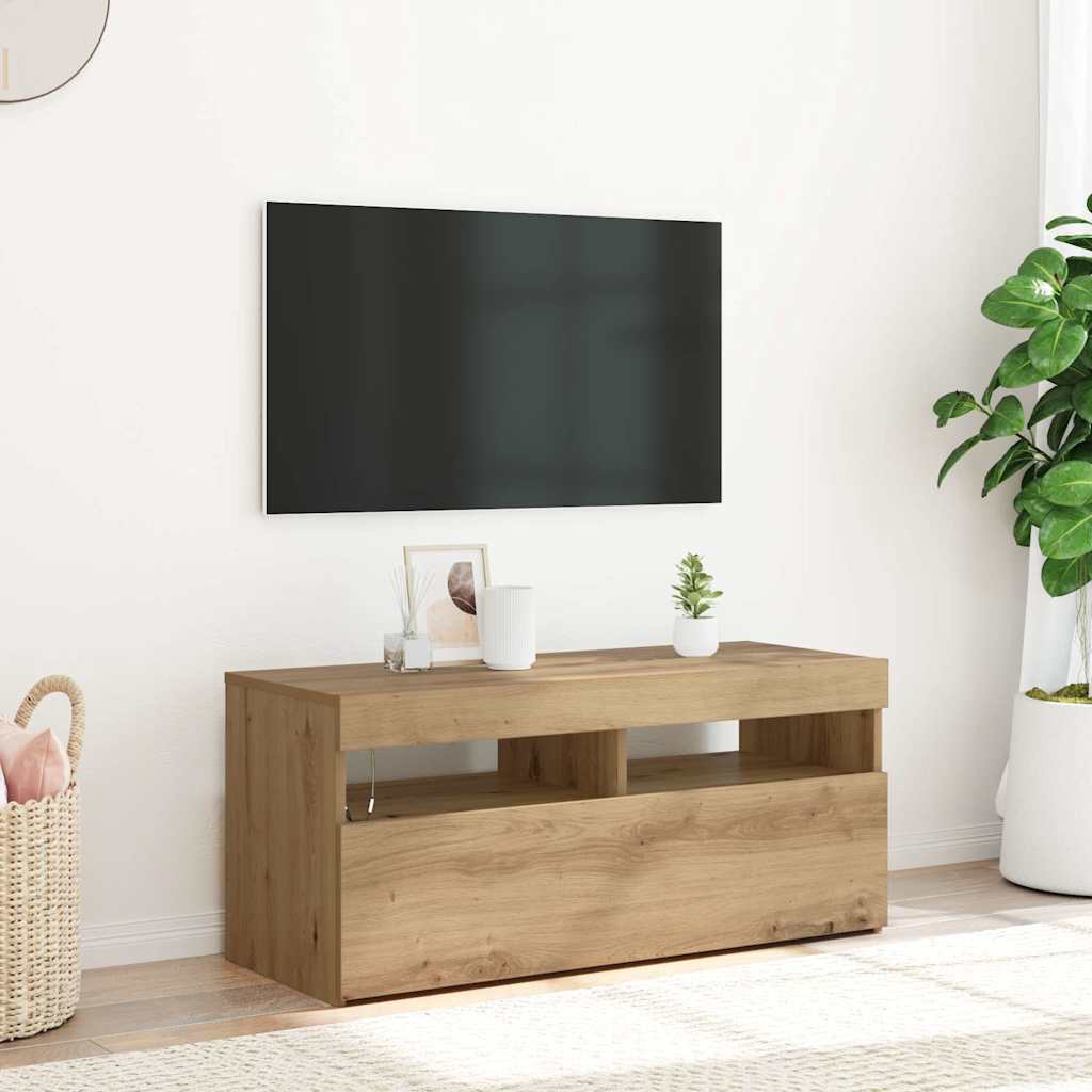 Mobile Porta TV con LED Artigianale 90x35x40 cm Multistrato