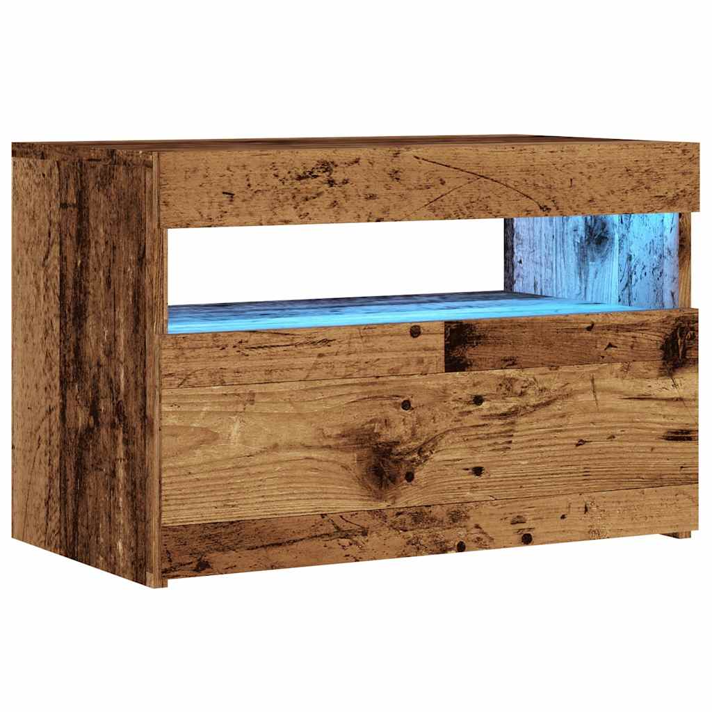 Mobile Porta TV con LED Legno Antico 60x35x40 cm Multistrato