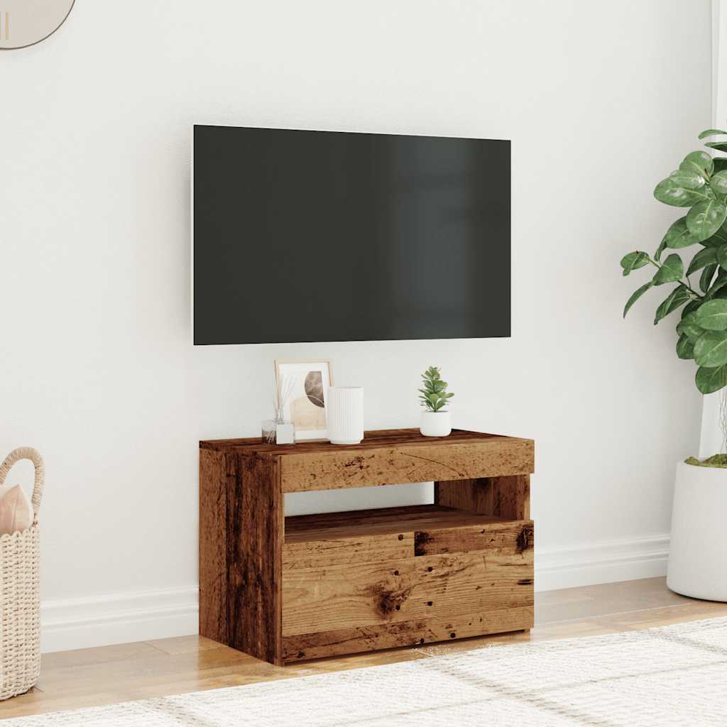 Mobile Porta TV con LED Legno Antico 60x35x40 cm Multistrato