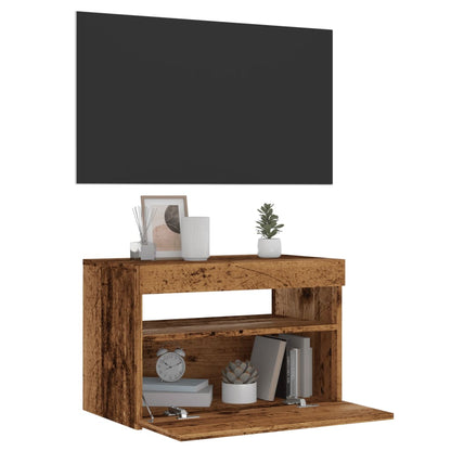 Mobile Porta TV con LED Legno Antico 60x35x40 cm Multistrato