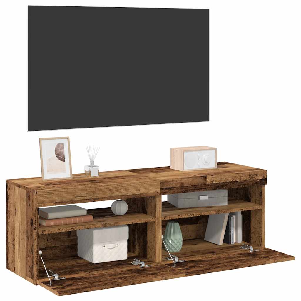 Mobili Porta TV con LED 2 pz Legno Antico in Legno Multistrato
