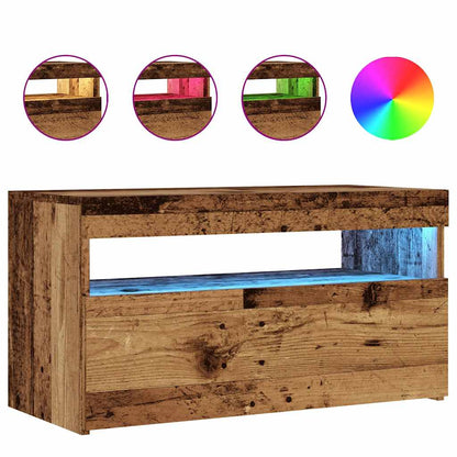 Mobile Porta TV con LED Legno Antico 75x35x40 cm Multistrato