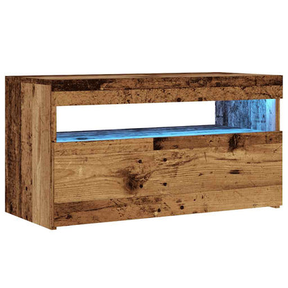Mobile Porta TV con LED Legno Antico 75x35x40 cm Multistrato