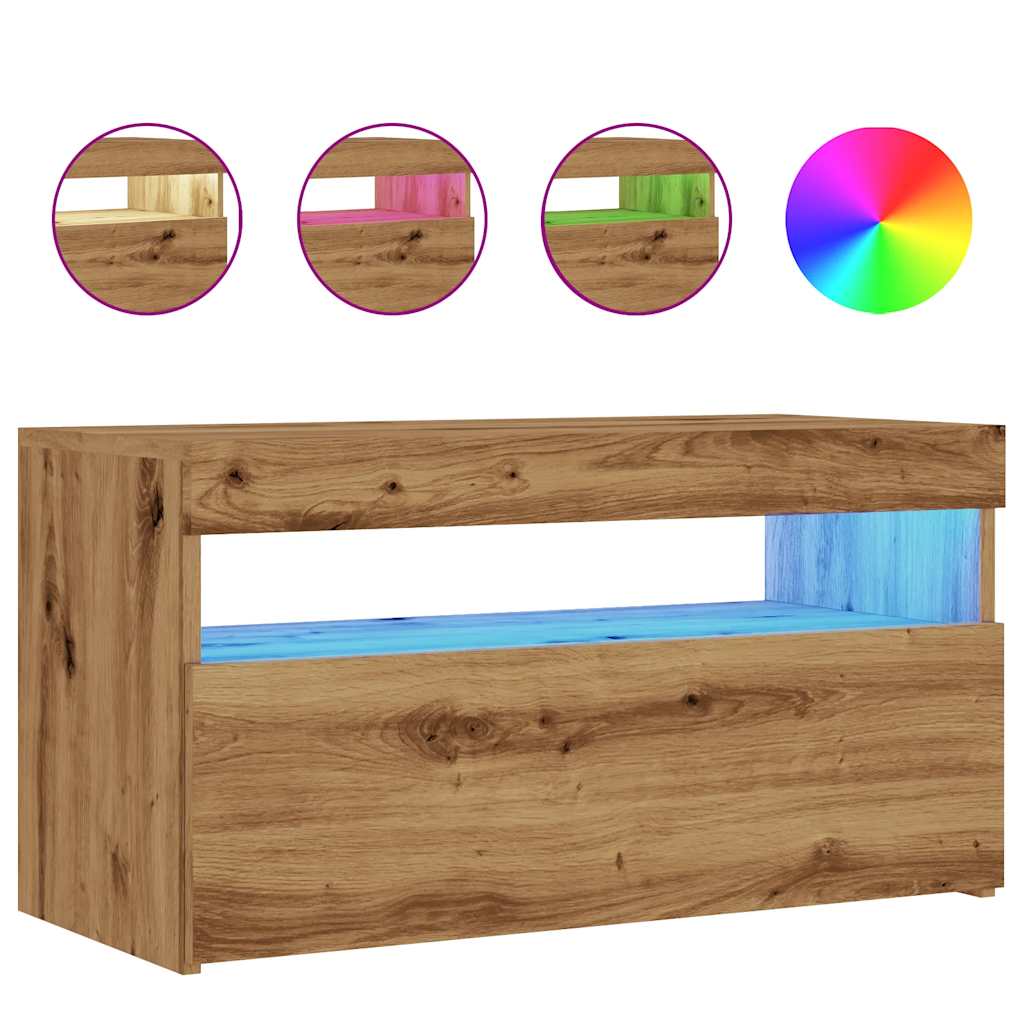 Mobile Porta TV con LED Artigianale 75x35x40 cm Multistrato