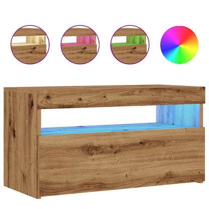 Mobile Porta TV con LED Artigianale 75x35x40 cm Multistrato