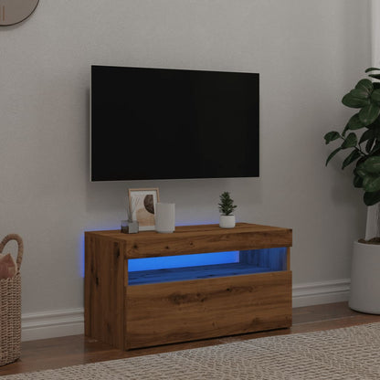 Mobile Porta TV con LED Artigianale 75x35x40 cm Multistrato