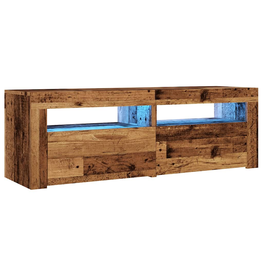 Mobile Porta TV con LED Legno Antico 120x35x40 cm Multistrato