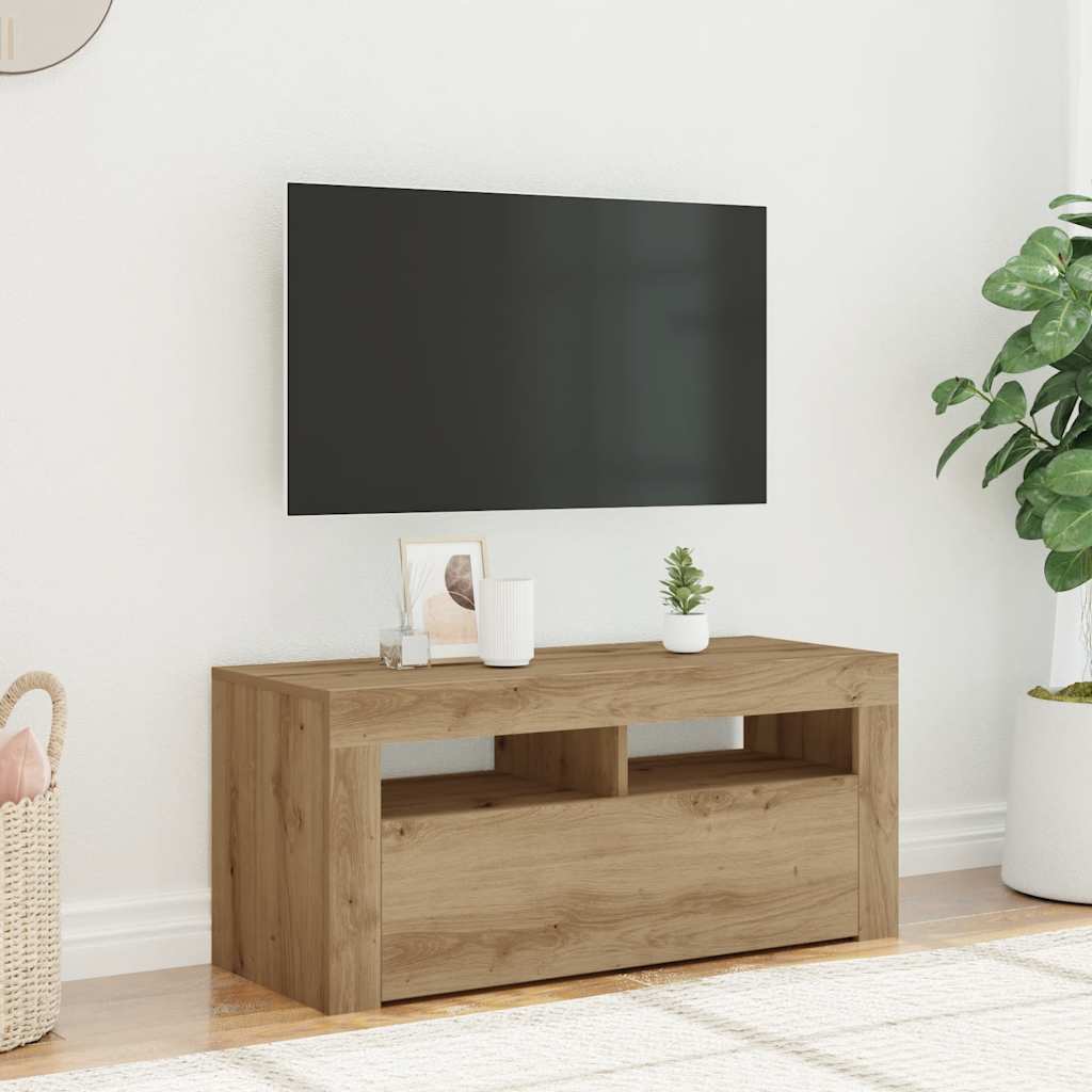 Mobile Porta TV con LED Artigianale 90x35x40 cm Multistrato